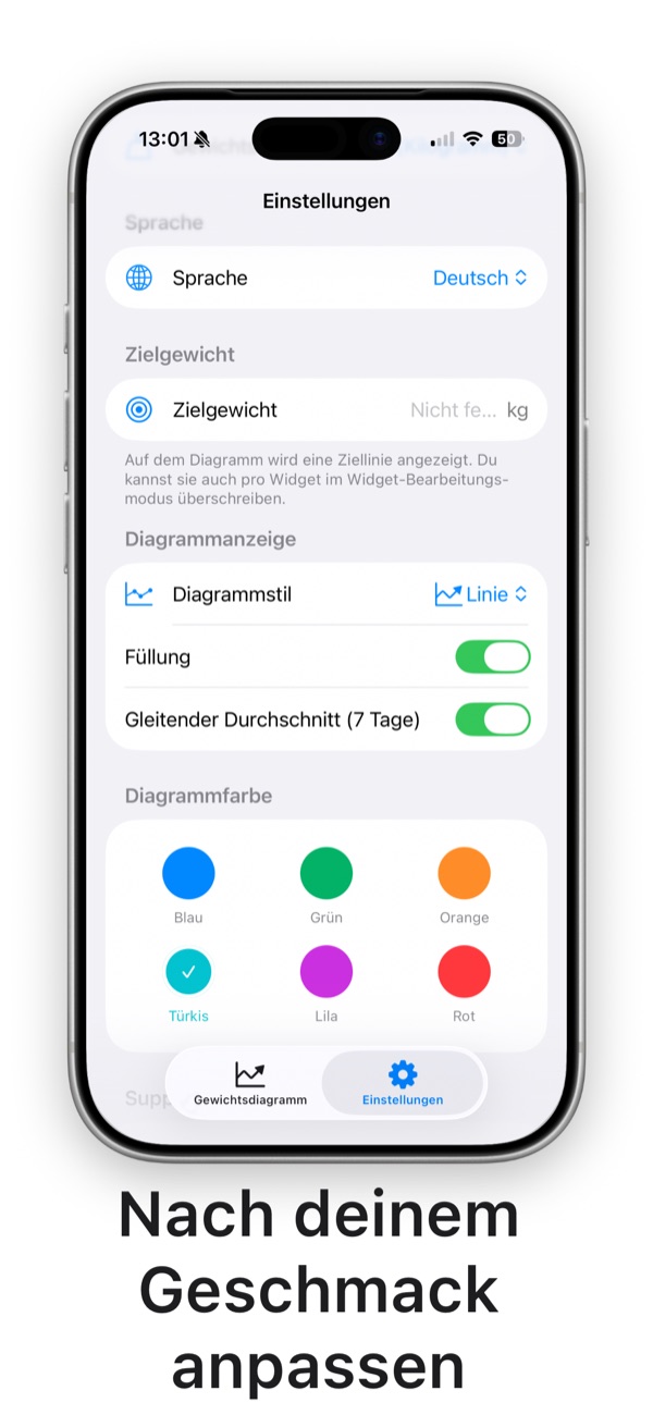 Einstellungen für Diagrammstil und Farbe