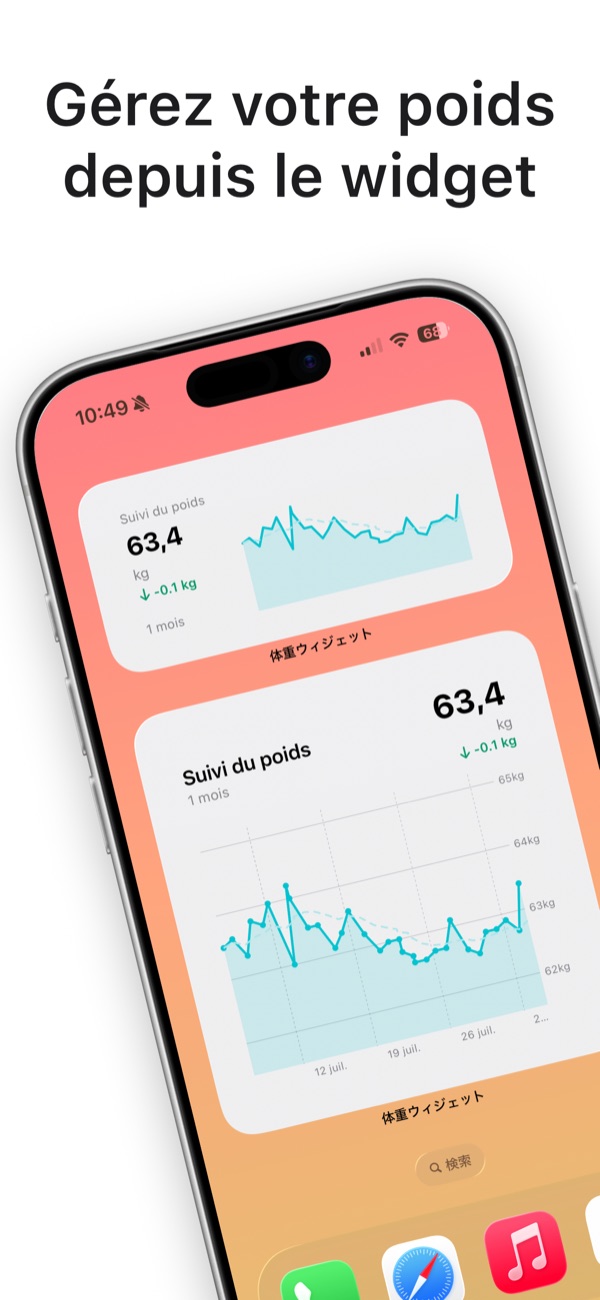 Widgets de poids sur l’écran d’accueil