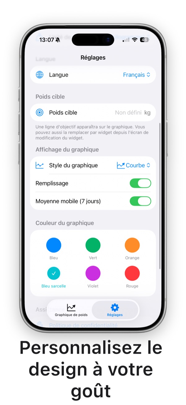 Réglages du style et de la couleur du graphique