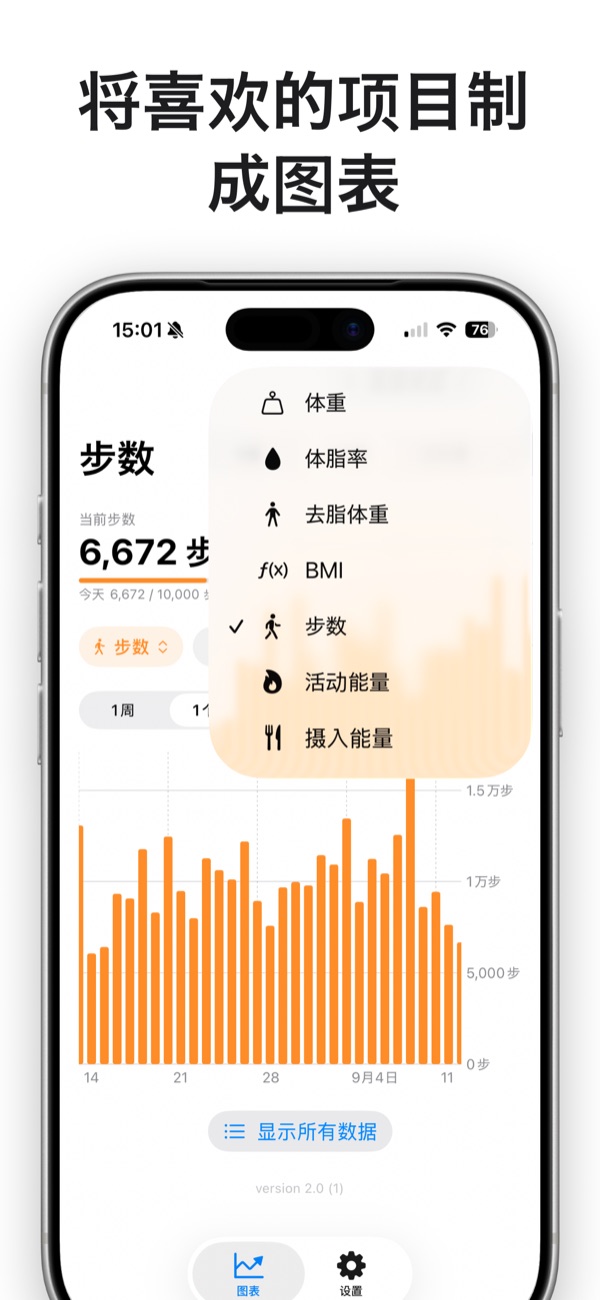 选择图表项目的菜单