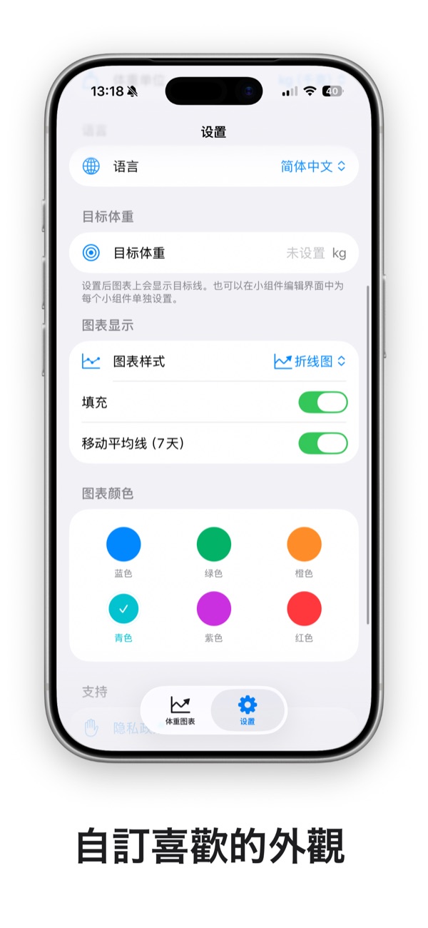 設定圖表樣式與顏色的畫面